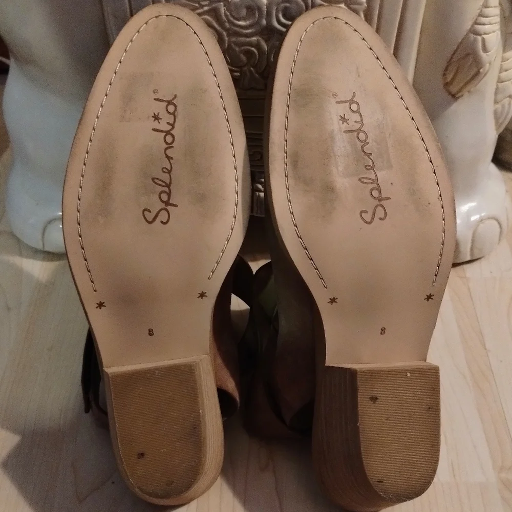 Splendid Suede Ankle Wrap Almond Toe Hook Loop Booties - Picture 6 of 8